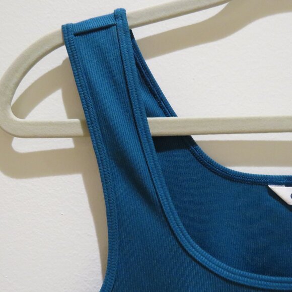 ATHLETA Signature Rib Square Neck Crop Tank Top Coastal Teal Stretch Casual NWT - Picture 4 of 12